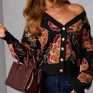 ViVI Black and Brown Floral Cardigan